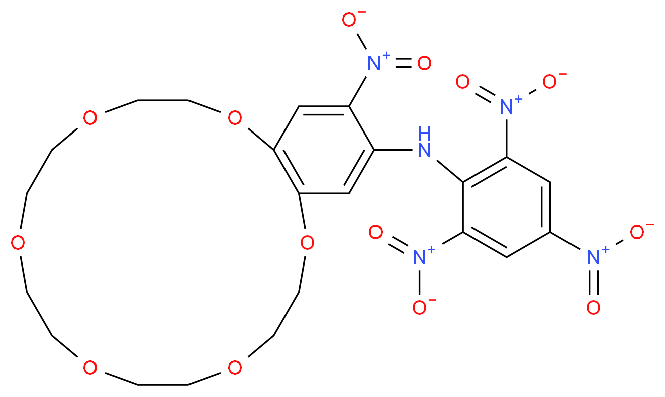 19-nitro-N-(2,4,6-trinitrophenyl)-2,3,5,6,8,9,11,12,14,15-decahydro-1,4,7,10,13,16-benzohexaoxacyclooctadecin-18-amine_分子结构_CAS_74305-50-3
