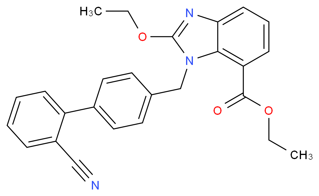 Ethyl 2-ethoxy-1-[[(2'-cyanobiphenyl-4-yl)methyl]benzimidazole]-7-carboxylate_分子结构_CAS_139481-41-7)