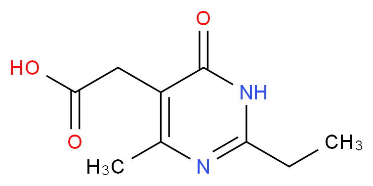 2-(2-ethyl-4-methyl-6-oxo-1,6-dihydropyrimidin-5-yl)acetic acid_分子结构_CAS_1211364-12-3