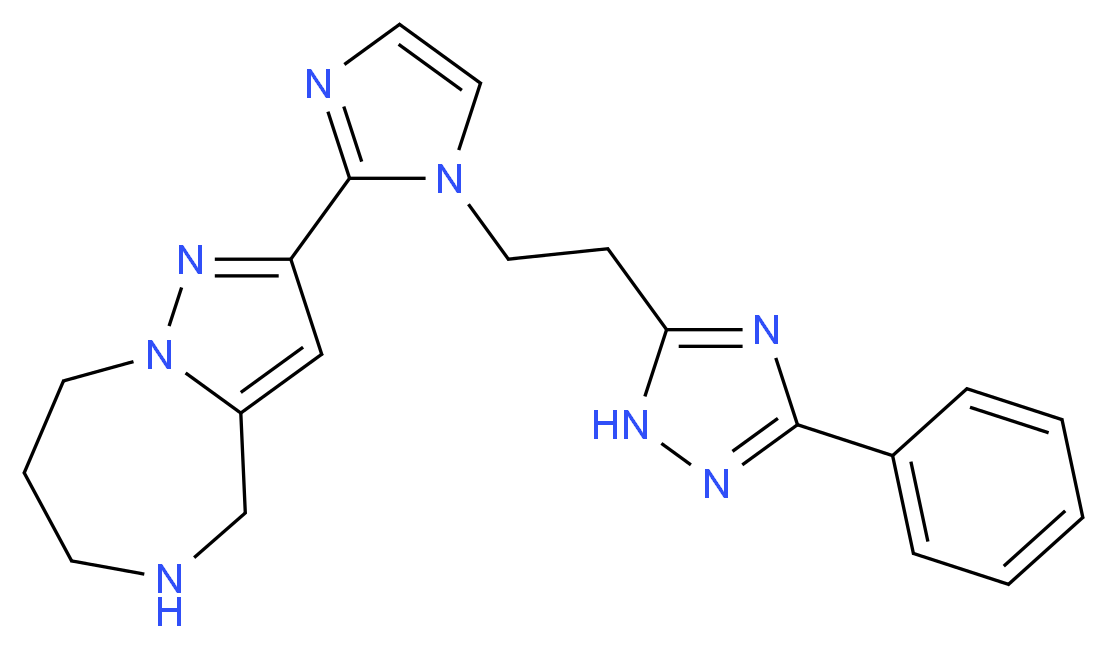 2-{1-[2-(3-phenyl-1H-1,2,4-triazol-5-yl)ethyl]-1H-imidazol-2-yl}-5,6,7,8-tetrahydro-4H-pyrazolo[1,5-a][1,4]diazepine_分子结构_CAS_)