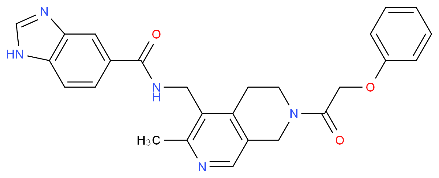 N-{[3-methyl-7-(phenoxyacetyl)-5,6,7,8-tetrahydro-2,7-naphthyridin-4-yl]methyl}-1H-benzimidazole-5-carboxamide_分子结构_CAS_)
