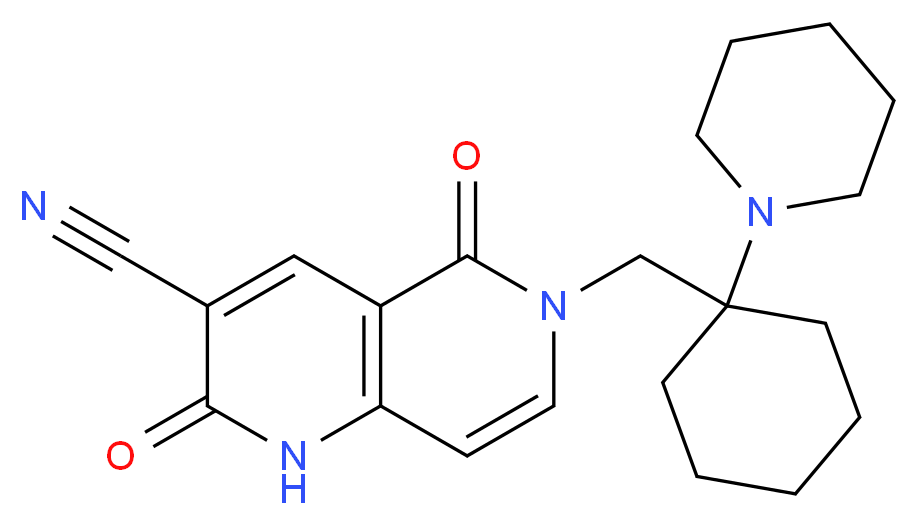 2,5-dioxo-6-[(1-piperidin-1-ylcyclohexyl)methyl]-1,2,5,6-tetrahydro-1,6-naphthyridine-3-carbonitrile_分子结构_CAS_)