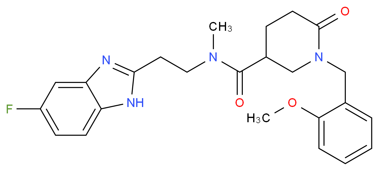N-[2-(5-fluoro-1H-benzimidazol-2-yl)ethyl]-1-(2-methoxybenzyl)-N-methyl-6-oxo-3-piperidinecarboxamide_分子结构_CAS_)