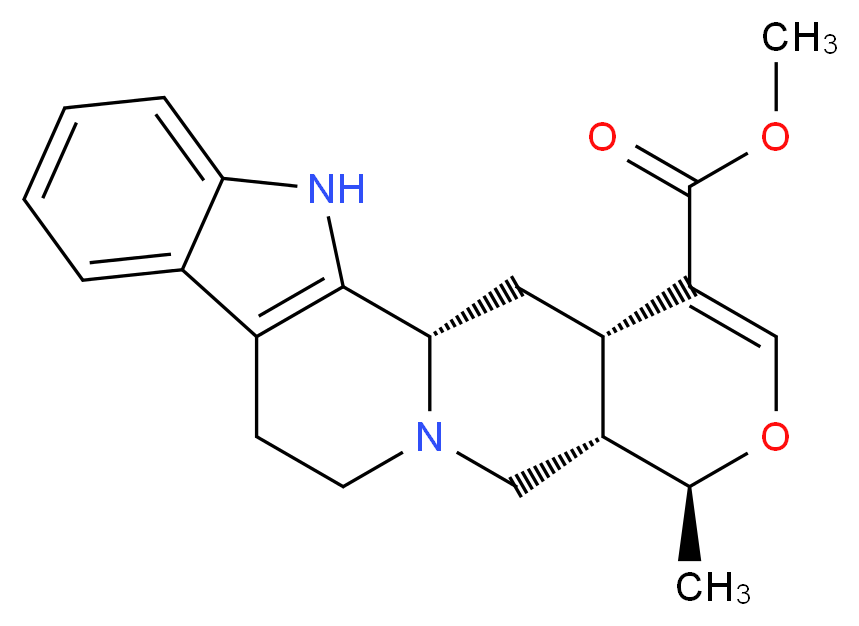 methyl (1S,15S,16S,20S)-16-methyl-17-oxa-3,13-diazapentacyclo[11.8.0.0<sup>2</sup>,<sup>1</sup><sup>0</sup>.0<sup>4</sup>,<sup>9</sup>.0<sup>1</sup><sup>5</sup>,<sup>2</sup><sup>0</sup>]henicosa-2(10),4,6,8,18-pentaene-19-carboxylate_分子结构_CAS_6474-90-4