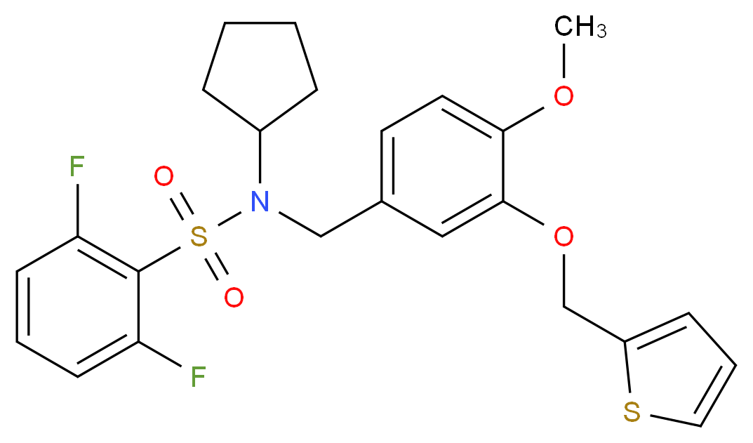 N-cyclopentyl-2,6-difluoro-N-[4-methoxy-3-(2-thienylmethoxy)benzyl]benzenesulfonamide_分子结构_CAS_)