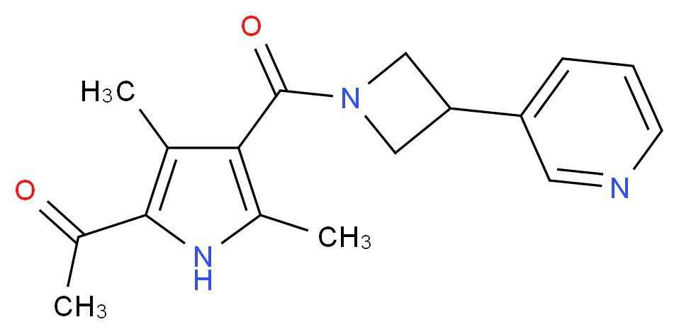 1-(3,5-dimethyl-4-{[3-(3-pyridinyl)-1-azetidinyl]carbonyl}-1H-pyrrol-2-yl)ethanone_分子结构_CAS_)