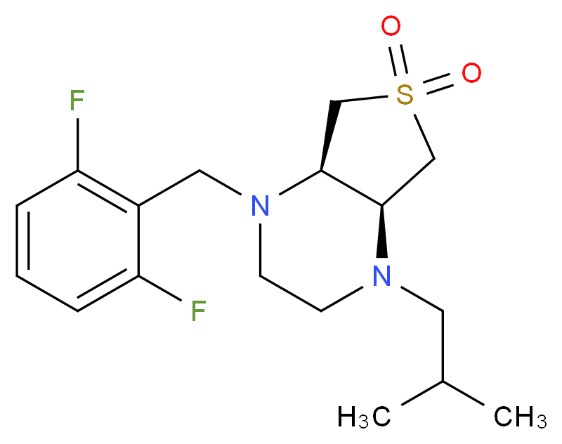 (4aS*,7aR*)-1-(2,6-difluorobenzyl)-4-isobutyloctahydrothieno[3,4-b]pyrazine 6,6-dioxide_分子结构_CAS_)