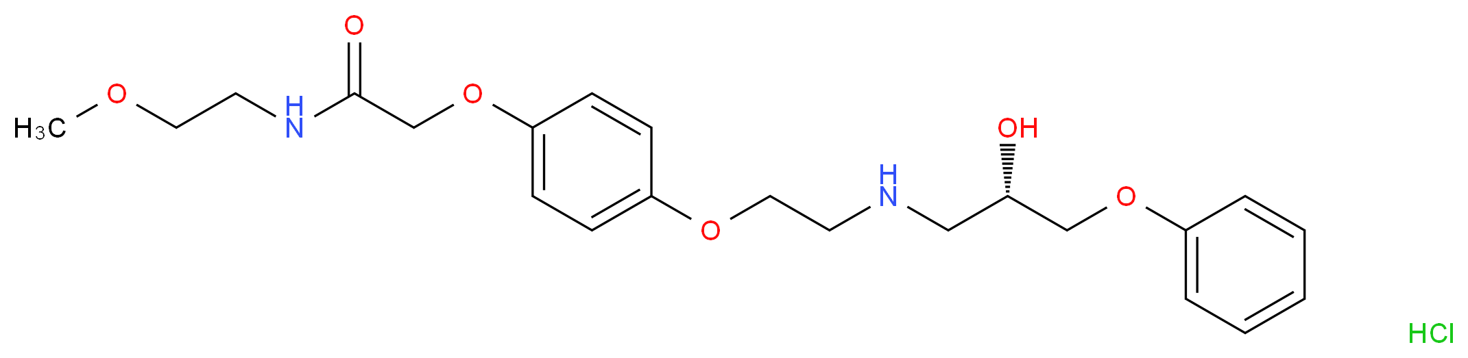 2-[4-(2-{[(2S)-2-hydroxy-3-phenoxypropyl]amino}ethoxy)phenoxy]-N-(2-methoxyethyl)acetamide hydrochloride_分子结构_CAS_129689-28-7