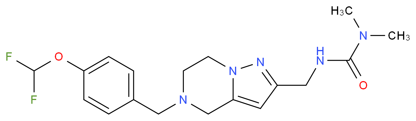 N'-({5-[4-(difluoromethoxy)benzyl]-4,5,6,7-tetrahydropyrazolo[1,5-a]pyrazin-2-yl}methyl)-N,N-dimethylurea_分子结构_CAS_)
