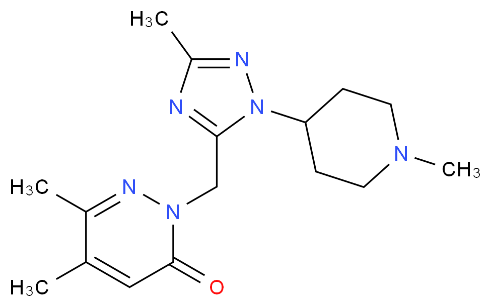 5,6-dimethyl-2-{[3-methyl-1-(1-methylpiperidin-4-yl)-1H-1,2,4-triazol-5-yl]methyl}pyridazin-3(2H)-one_分子结构_CAS_)