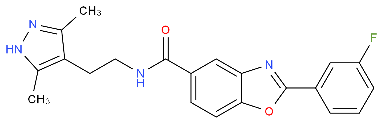 N-[2-(3,5-dimethyl-1H-pyrazol-4-yl)ethyl]-2-(3-fluorophenyl)-1,3-benzoxazole-5-carboxamide_分子结构_CAS_)