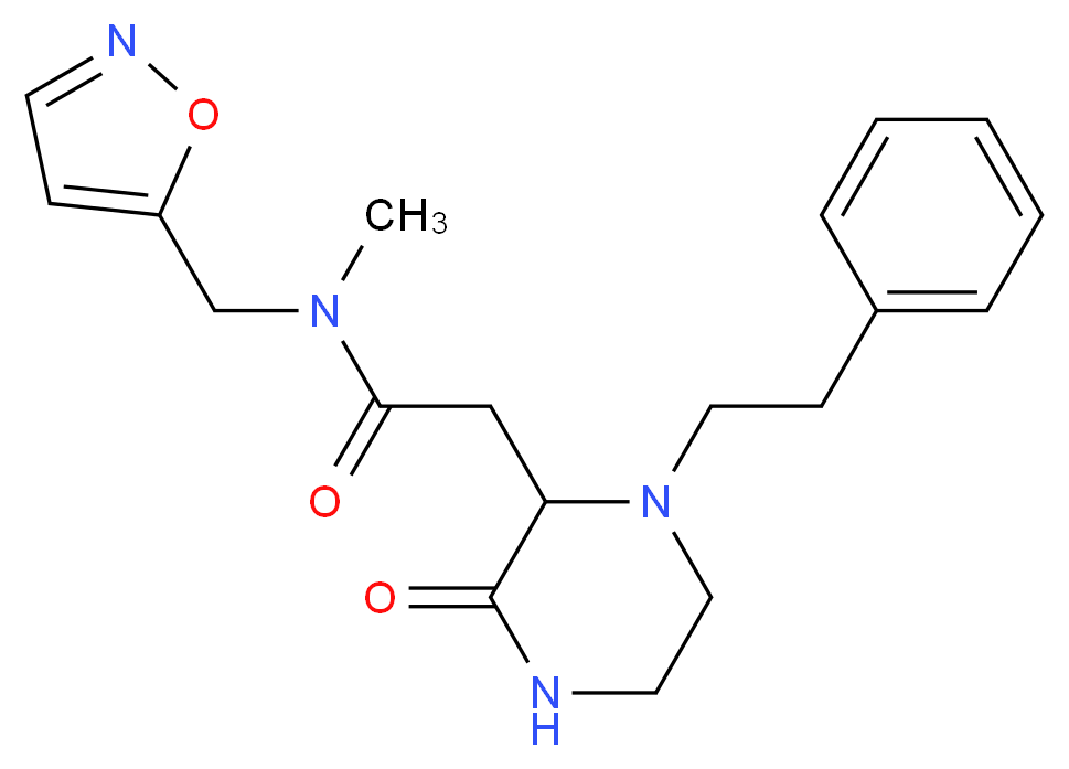 N-(5-isoxazolylmethyl)-N-methyl-2-[3-oxo-1-(2-phenylethyl)-2-piperazinyl]acetamide_分子结构_CAS_)