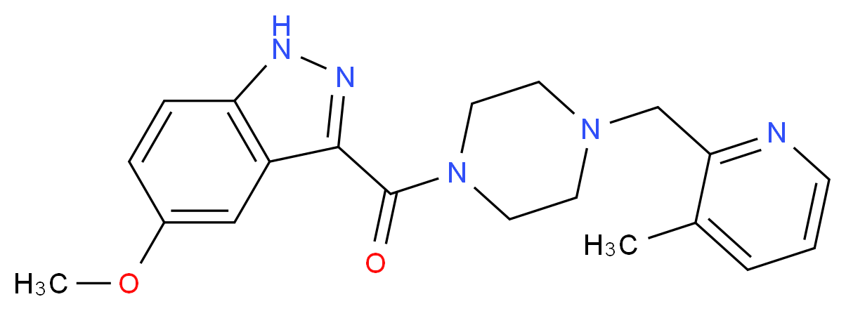 5-methoxy-3-({4-[(3-methyl-2-pyridinyl)methyl]-1-piperazinyl}carbonyl)-1H-indazole_分子结构_CAS_)