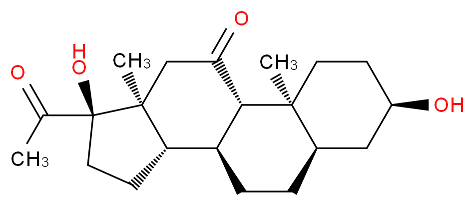 (1S,2S,5R,7R,10S,11S,14R,15S)-14-acetyl-5,14-dihydroxy-2,15-dimethyltetracyclo[8.7.0.0^{2,7}.0^{11,15}]heptadecan-17-one_分子结构_CAS_641-78-1