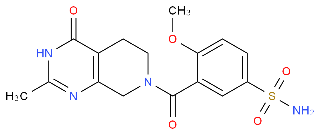 4-methoxy-3-[(2-methyl-4-oxo-4,5,6,8-tetrahydropyrido[3,4-d]pyrimidin-7(3H)-yl)carbonyl]benzenesulfonamide_分子结构_CAS_)