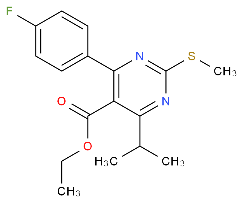 Ethyl 4-(4-Fluorophenyl)-6-isopropyl-2-methylthiopyrimidine-5-carboxylate_分子结构_CAS_147118-27-2)