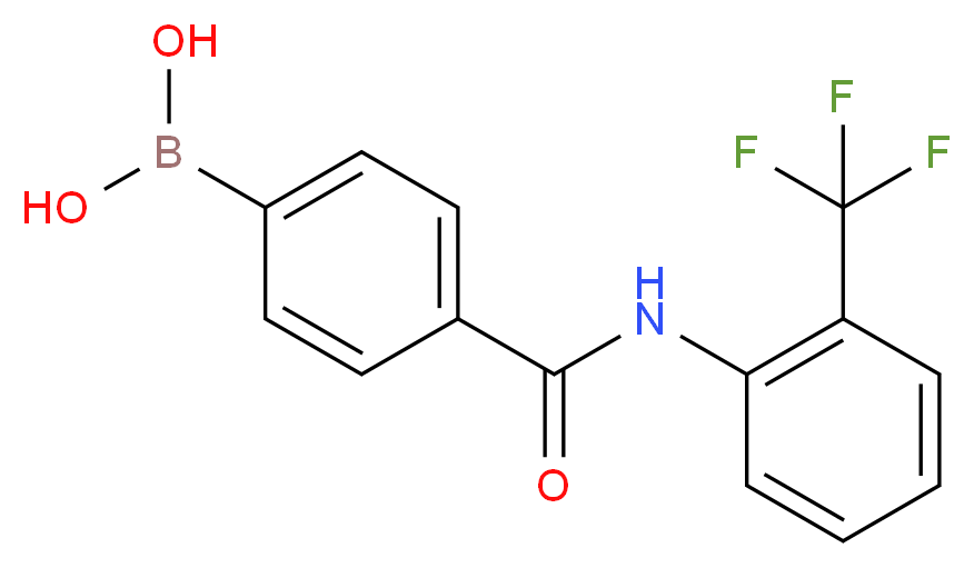 4-[2-(三氟甲基)苯基氨甲酰基]苯硼酸_分子结构_CAS_913835-42-4)