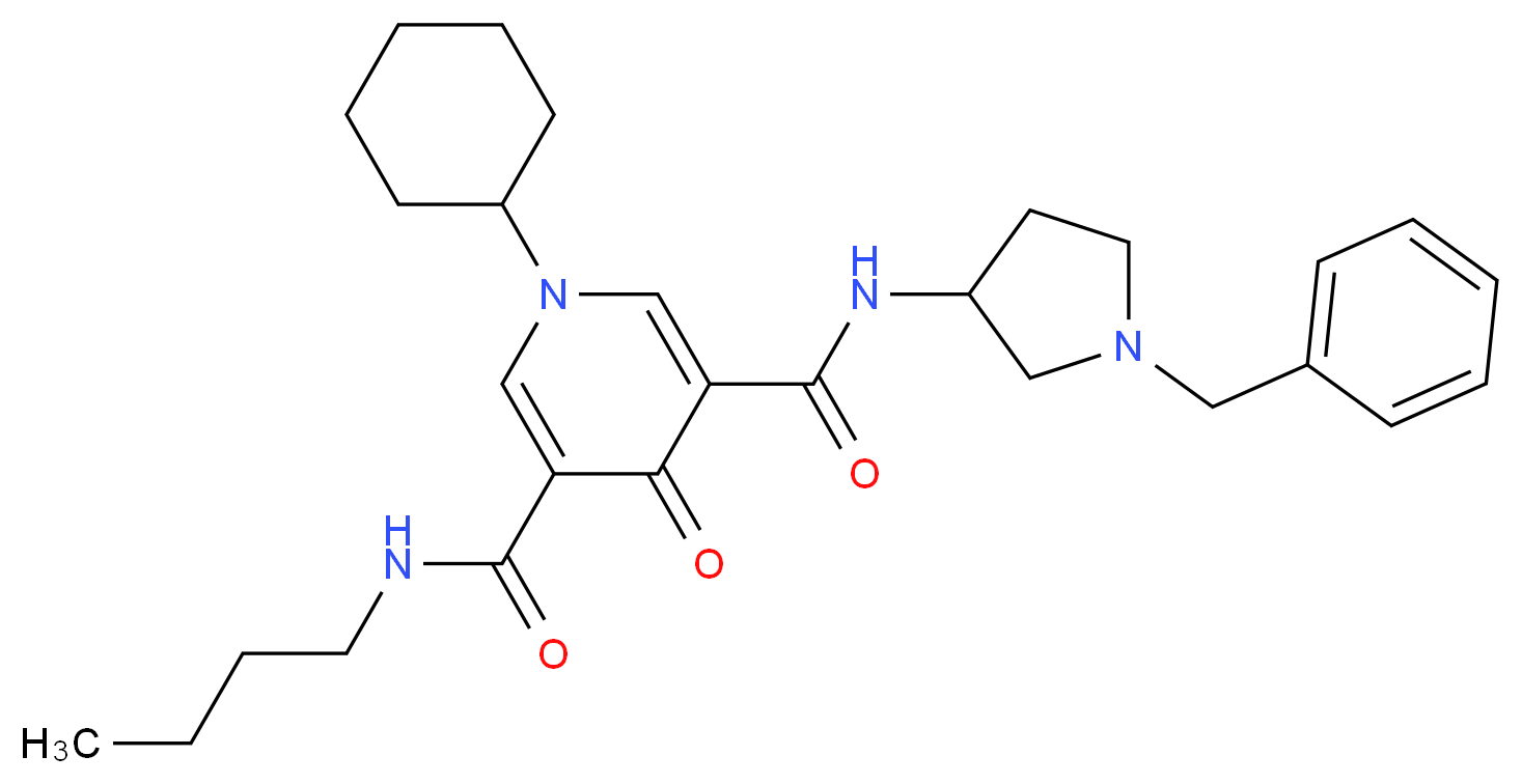N-(1-benzyl-3-pyrrolidinyl)-N'-butyl-1-cyclohexyl-4-oxo-1,4-dihydro-3,5-pyridinedicarboxamide_分子结构_CAS_)