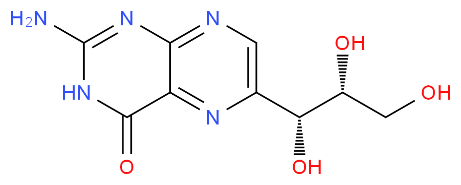 2-amino-6-[(1R,2R)-1,2,3-trihydroxypropyl]-3,4-dihydropteridin-4-one_分子结构_CAS_2009-64-5