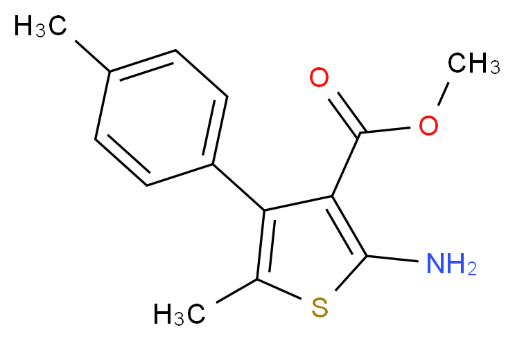 methyl 2-amino-5-methyl-4-(4-methylphenyl)thiophene-3-carboxylate_分子结构_CAS_350997-34-1