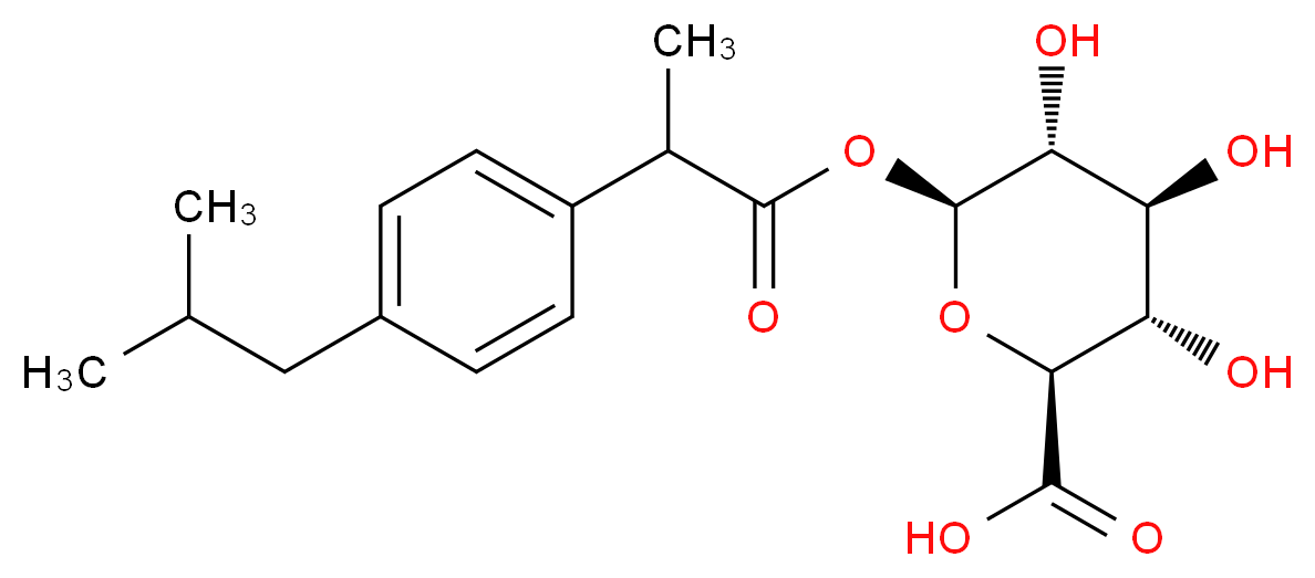 (2S,3S,4S,5R,6S)-3,4,5-trihydroxy-6-({2-[4-(2-methylpropyl)phenyl]propanoyl}oxy)oxane-2-carboxylic acid_分子结构_CAS_115075-59-7