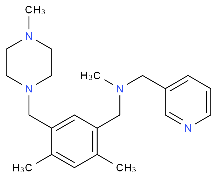 1-{2,4-dimethyl-5-[(4-methylpiperazin-1-yl)methyl]phenyl}-N-methyl-N-(pyridin-3-ylmethyl)methanamine_分子结构_CAS_)