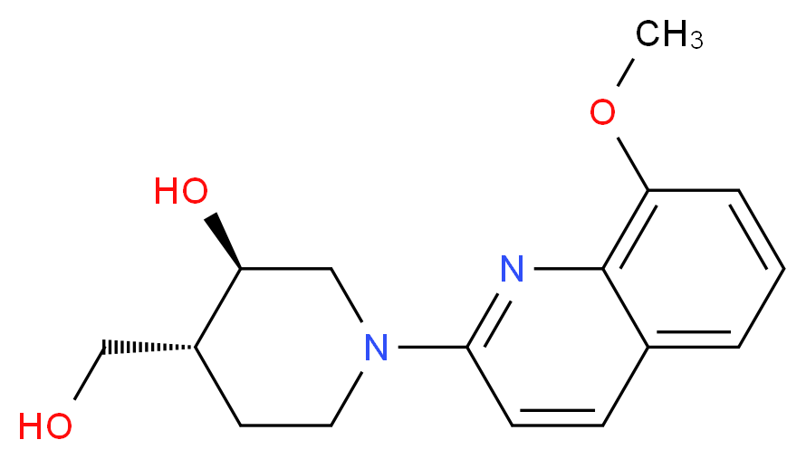 (3R*,4R*)-4-(hydroxymethyl)-1-(8-methoxy-2-quinolinyl)-3-piperidinol_分子结构_CAS_)