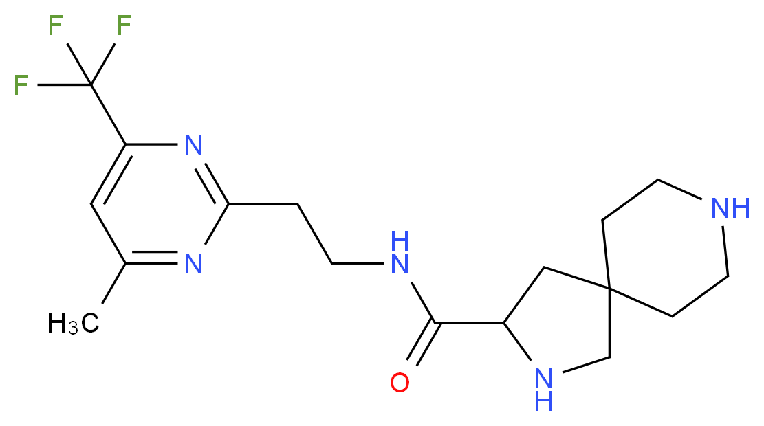 N-{2-[4-methyl-6-(trifluoromethyl)-2-pyrimidinyl]ethyl}-2,8-diazaspiro[4.5]decane-3-carboxamide_分子结构_CAS_)