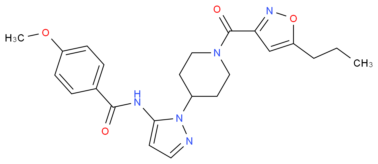 4-methoxy-N-(1-{1-[(5-propyl-3-isoxazolyl)carbonyl]-4-piperidinyl}-1H-pyrazol-5-yl)benzamide_分子结构_CAS_)