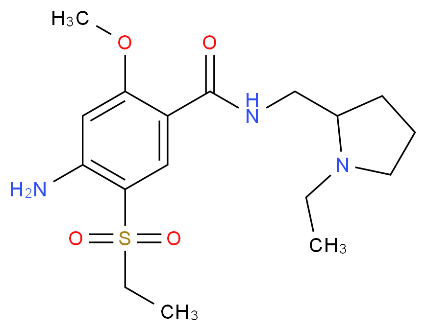 4-amino-5-(ethanesulfonyl)-N-[(1-ethylpyrrolidin-2-yl)methyl]-2-methoxybenzamide_分子结构_CAS_53583-79-2