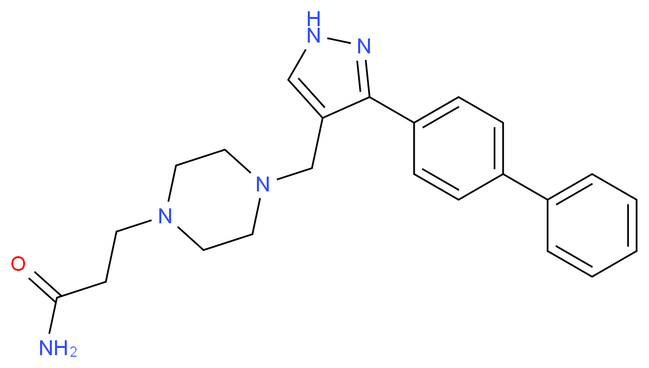 3-(4-{[3-(4-biphenylyl)-1H-pyrazol-4-yl]methyl}-1-piperazinyl)propanamide_分子结构_CAS_)