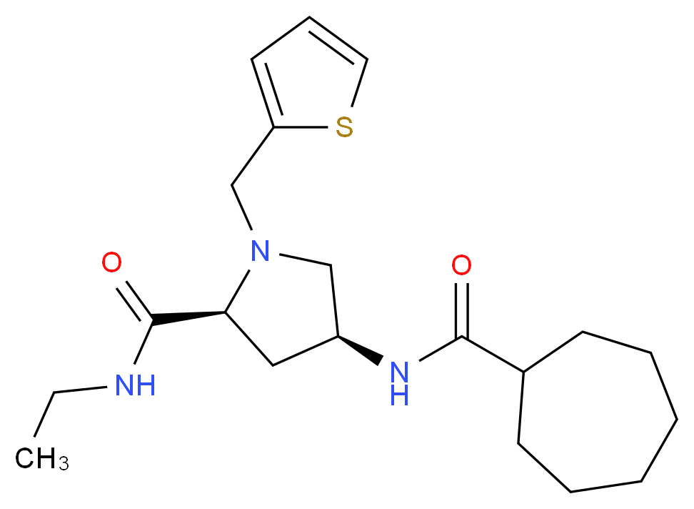 (4S)-4-[(cycloheptylcarbonyl)amino]-N-ethyl-1-(2-thienylmethyl)-L-prolinamide_分子结构_CAS_)