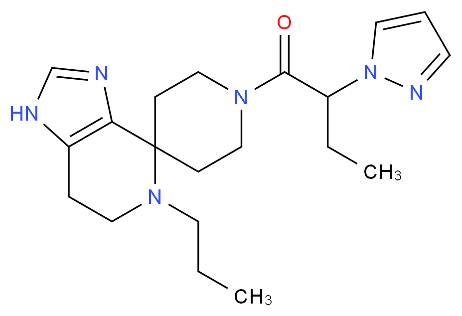 5-propyl-1'-[2-(1H-pyrazol-1-yl)butanoyl]-1,5,6,7-tetrahydrospiro[imidazo[4,5-c]pyridine-4,4'-piperidine]_分子结构_CAS_)