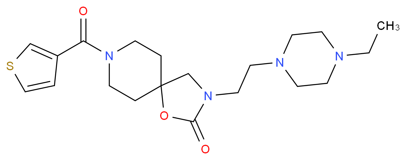 3-[2-(4-ethylpiperazin-1-yl)ethyl]-8-(3-thienylcarbonyl)-1-oxa-3,8-diazaspiro[4.5]decan-2-one_分子结构_CAS_)