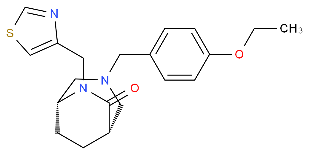 (1S*,5R*)-3-(4-ethoxybenzyl)-6-(1,3-thiazol-4-ylmethyl)-3,6-diazabicyclo[3.2.2]nonan-7-one_分子结构_CAS_)