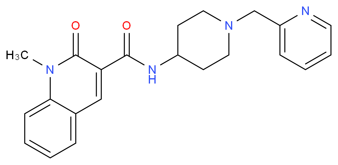 1-methyl-2-oxo-N-[1-(pyridin-2-ylmethyl)piperidin-4-yl]-1,2-dihydroquinoline-3-carboxamide_分子结构_CAS_)