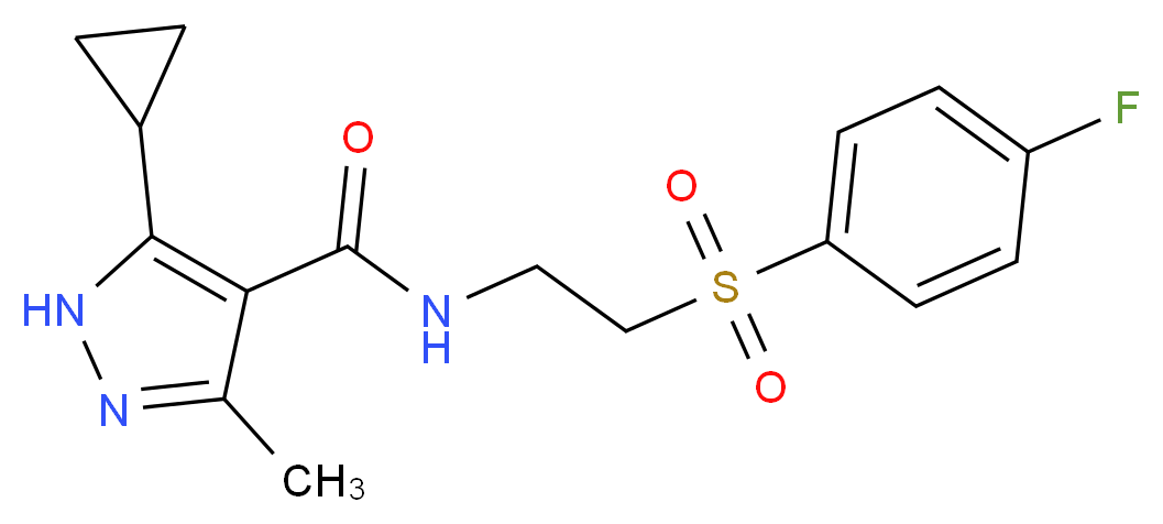 5-cyclopropyl-N-{2-[(4-fluorophenyl)sulfonyl]ethyl}-3-methyl-1H-pyrazole-4-carboxamide_分子结构_CAS_)