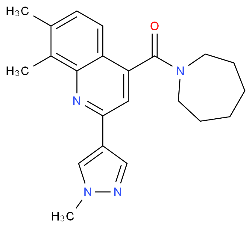 4-(azepan-1-ylcarbonyl)-7,8-dimethyl-2-(1-methyl-1H-pyrazol-4-yl)quinoline_分子结构_CAS_)