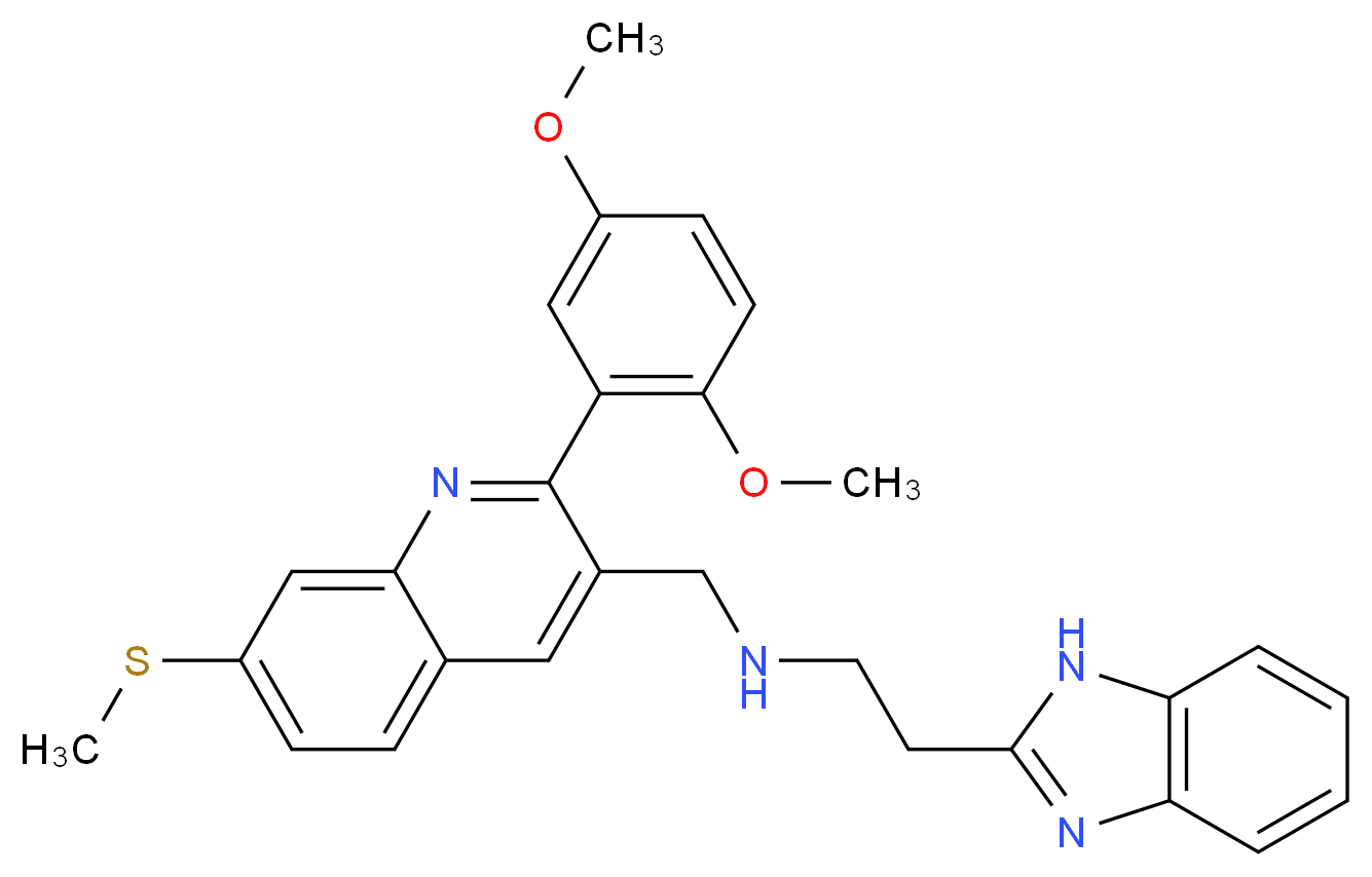 2-(1H-benzimidazol-2-yl)-N-{[2-(2,5-dimethoxyphenyl)-7-(methylthio)-3-quinolinyl]methyl}ethanamine_分子结构_CAS_)
