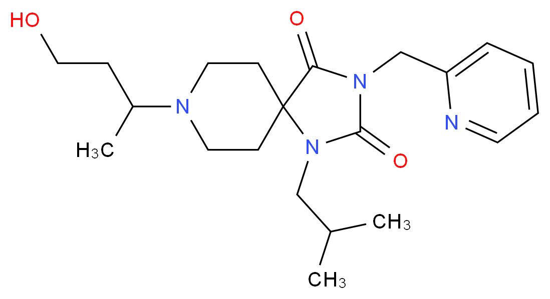 8-(3-hydroxy-1-methylpropyl)-1-isobutyl-3-(2-pyridinylmethyl)-1,3,8-triazaspiro[4.5]decane-2,4-dione_分子结构_CAS_)