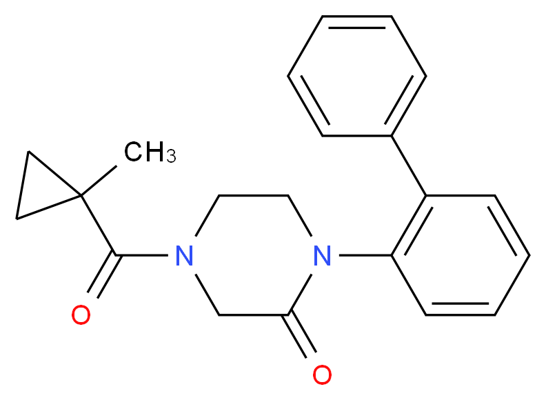1-(2-biphenylyl)-4-[(1-methylcyclopropyl)carbonyl]-2-piperazinone_分子结构_CAS_)