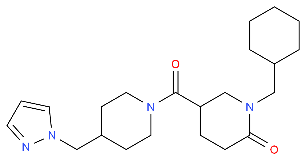 1-(cyclohexylmethyl)-5-{[4-(1H-pyrazol-1-ylmethyl)-1-piperidinyl]carbonyl}-2-piperidinone_分子结构_CAS_)