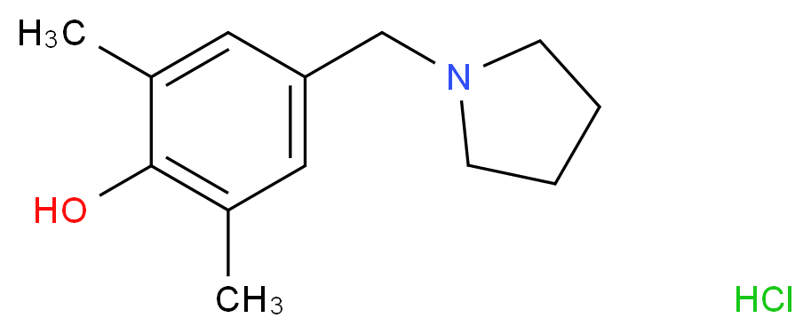 2,6-dimethyl-4-(pyrrolidin-1-ylmethyl)phenol hydrochloride_分子结构_CAS_218796-04-4