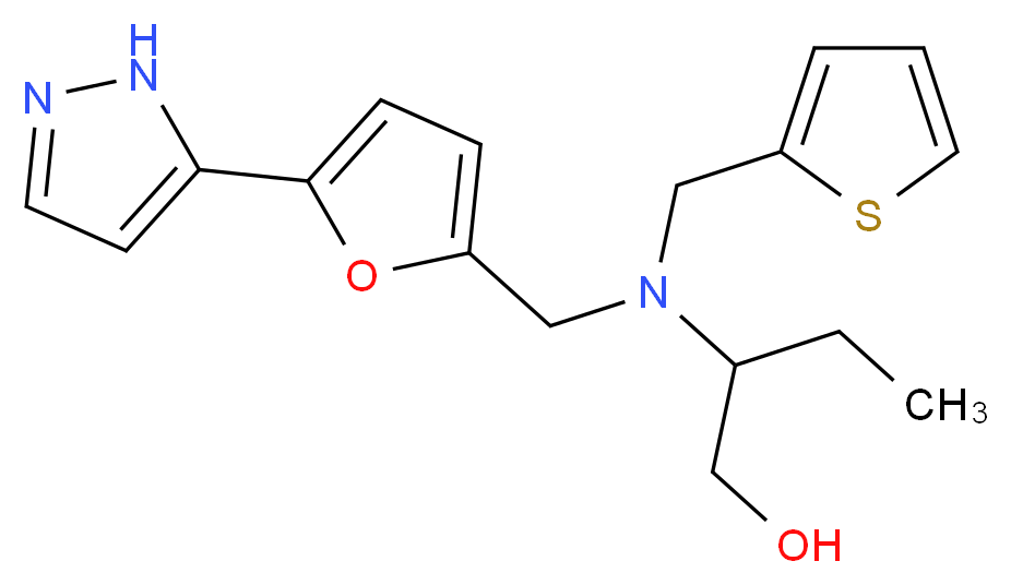 2-[{[5-(1H-pyrazol-5-yl)-2-furyl]methyl}(2-thienylmethyl)amino]butan-1-ol_分子结构_CAS_)