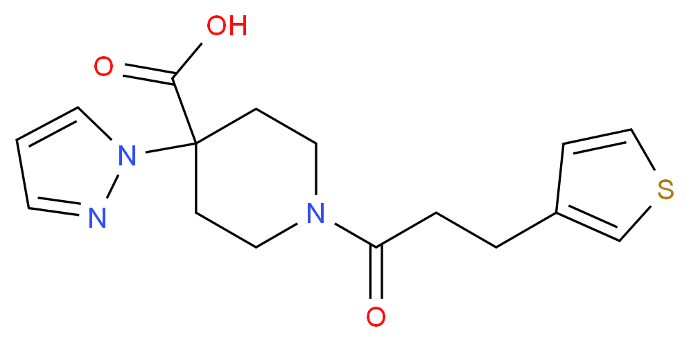 4-(1H-pyrazol-1-yl)-1-[3-(3-thienyl)propanoyl]piperidine-4-carboxylic acid_分子结构_CAS_)