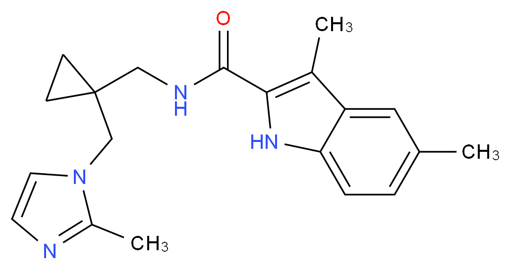 3,5-dimethyl-N-({1-[(2-methyl-1H-imidazol-1-yl)methyl]cyclopropyl}methyl)-1H-indole-2-carboxamide_分子结构_CAS_)