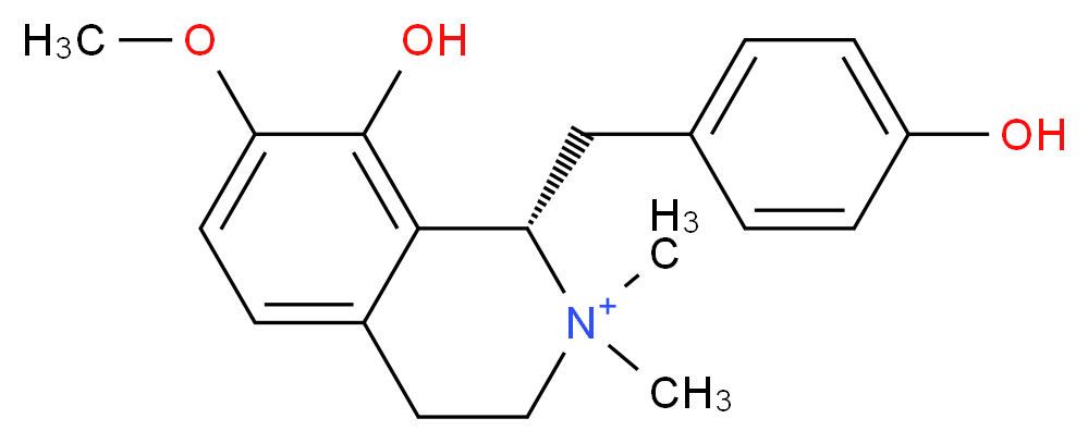 (1S)-8-hydroxy-1-[(4-hydroxyphenyl)methyl]-7-methoxy-2,2-dimethyl-1,2,3,4-tetrahydroisoquinolin-2-ium_分子结构_CAS_60008-01-7