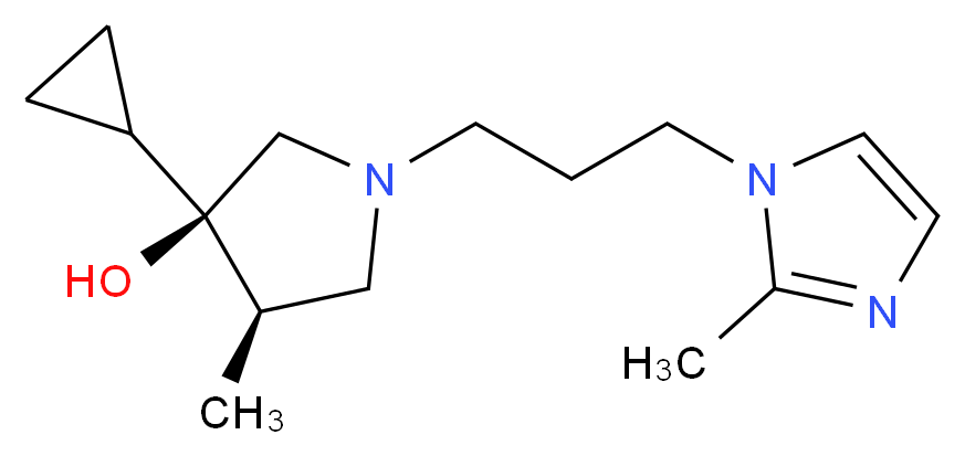(3R*,4R*)-3-cyclopropyl-4-methyl-1-[3-(2-methyl-1H-imidazol-1-yl)propyl]-3-pyrrolidinol_分子结构_CAS_)