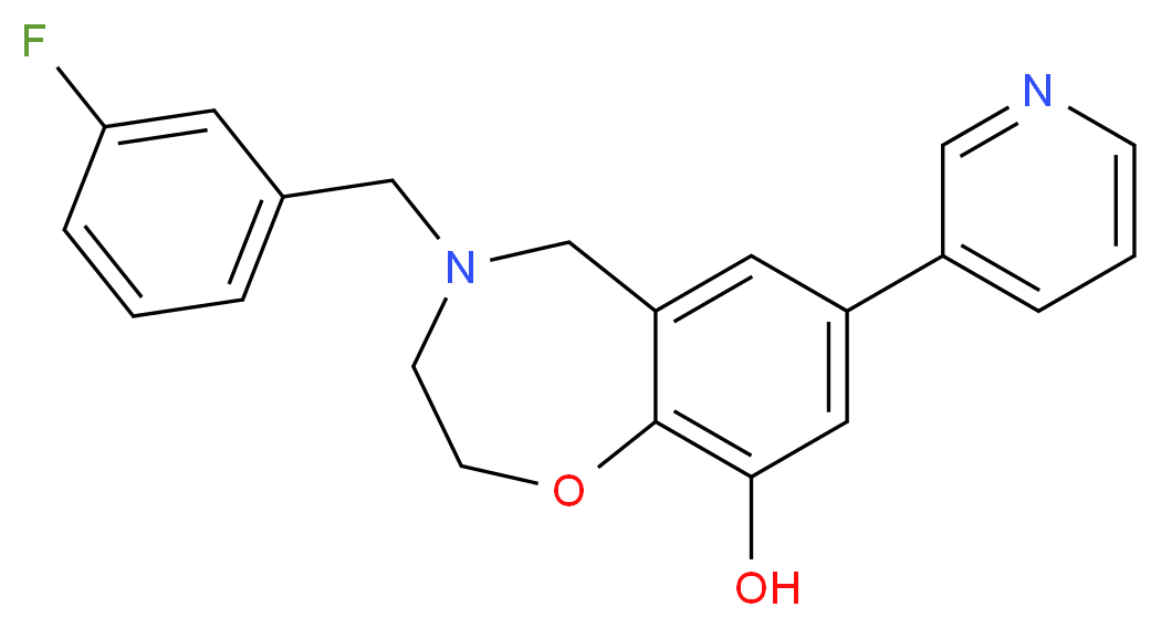 4-(3-fluorobenzyl)-7-(3-pyridinyl)-2,3,4,5-tetrahydro-1,4-benzoxazepin-9-ol_分子结构_CAS_)
