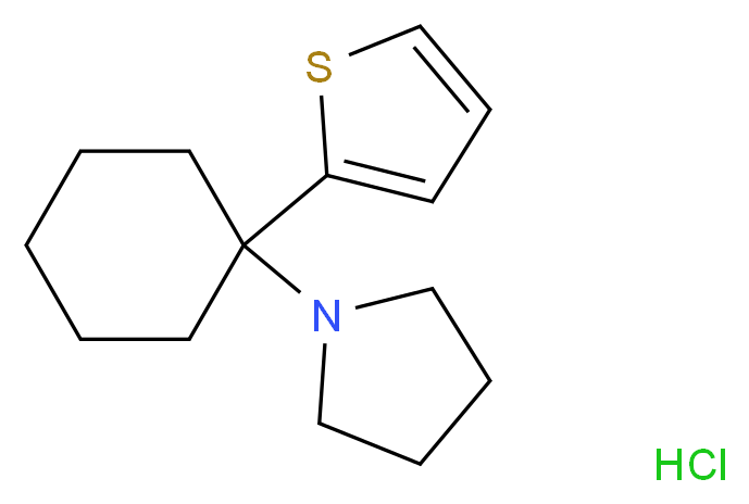 1-[1-(thiophen-2-yl)cyclohexyl]pyrrolidine hydrochloride_分子结构_CAS_22912-14-7